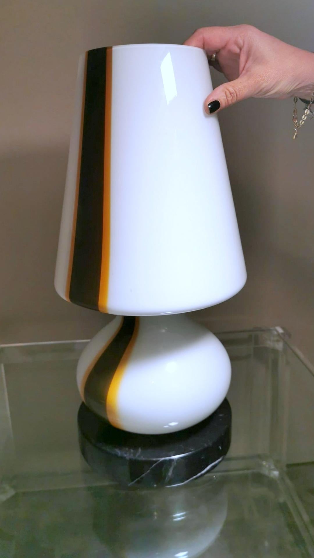 Carlo Moretti Style Italian Space Age Lamp in Murano Glass and Marble Base For Sale 8