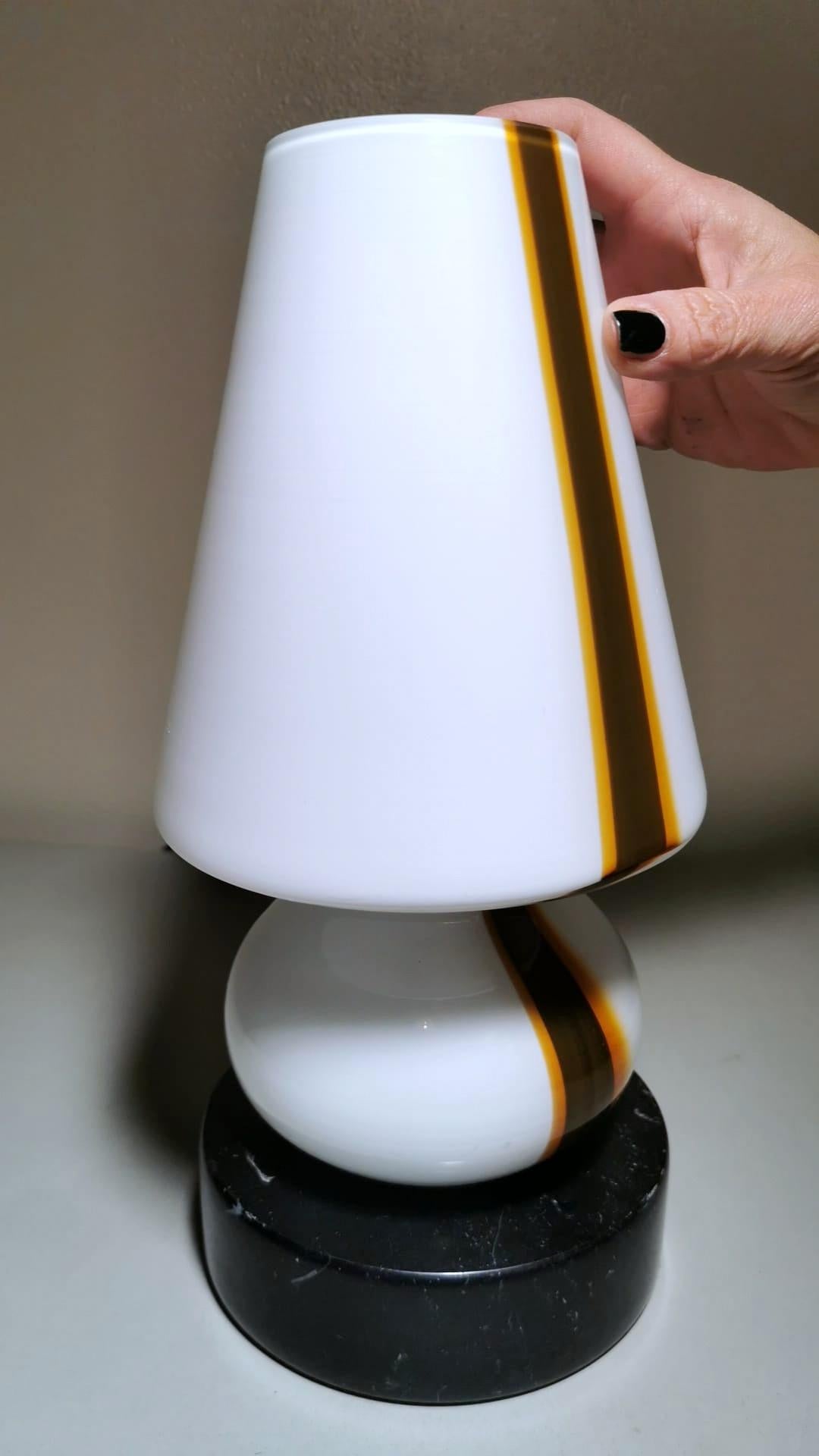 Carlo Moretti Style Italian Space Age Lamp in Murano Glass and Marble Base For Sale 9
