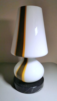 Carlo Moretti Style Italian Space Age Lamp in Murano Glass and Marble Base