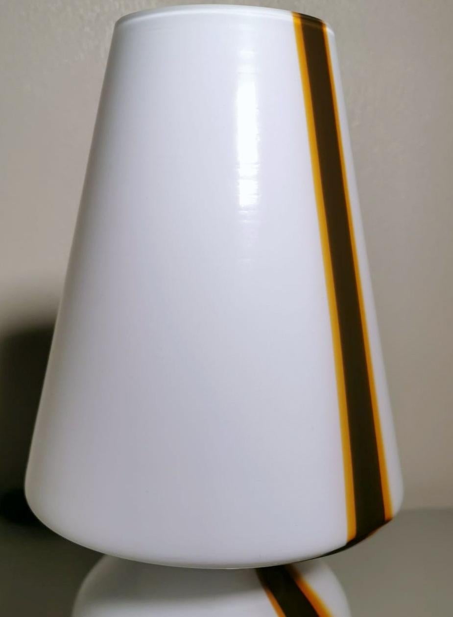20th Century Carlo Moretti Style Space Age Lamp from Murano in Opaline Glass and Marble Base For Sale