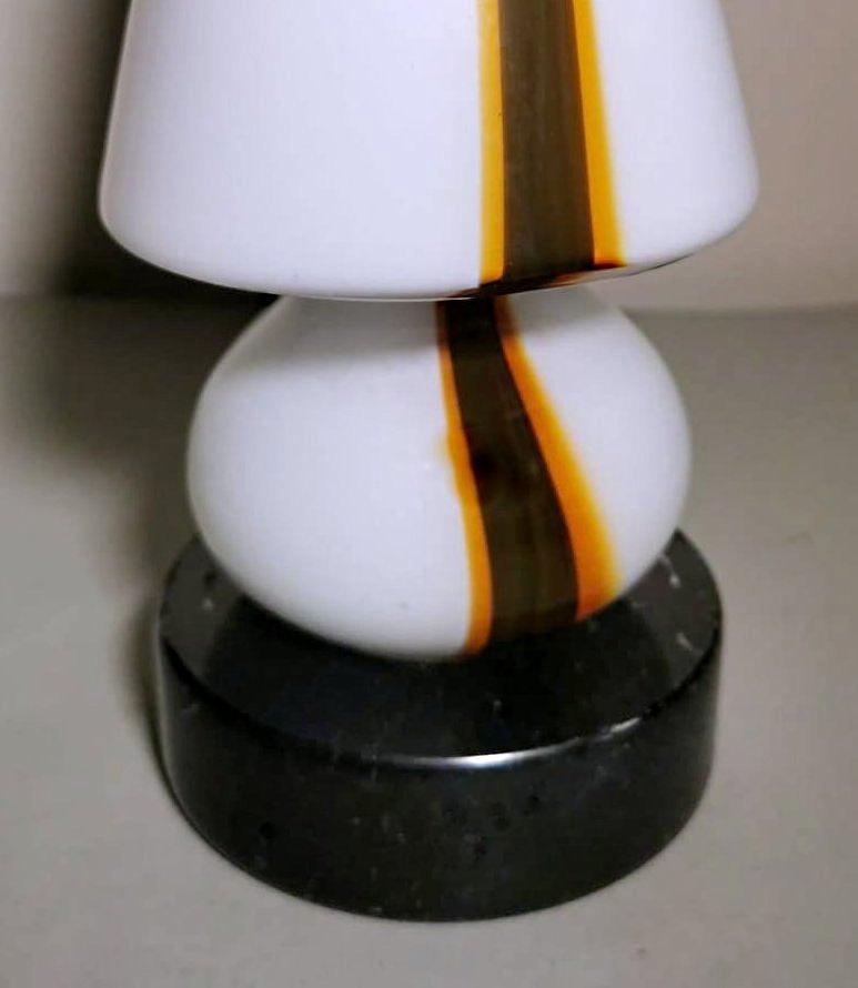 Carlo Moretti Style Space Age Lamp from Murano in Opaline Glass and Marble Base For Sale 2