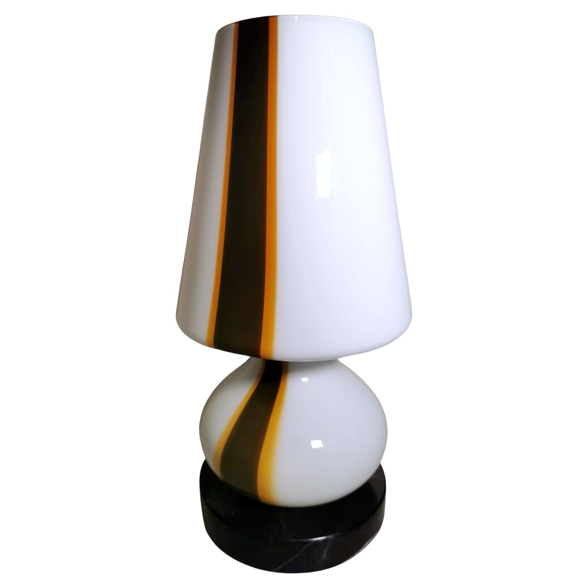Carlo Moretti Style Italian Space Age Lamp in Murano Glass and Marble Base For Sale
