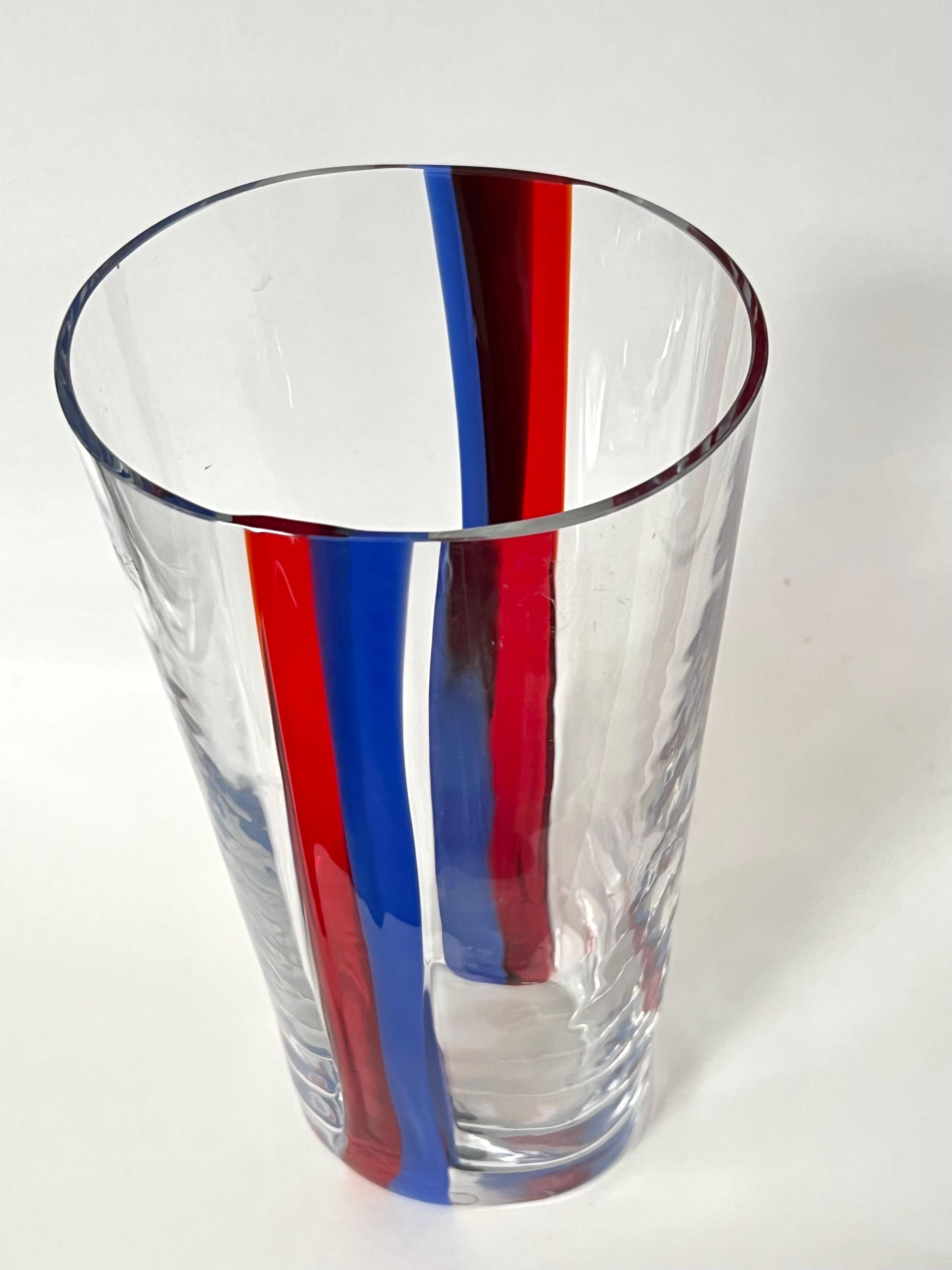 Contemporary Carlo Moretti Tall Vase Blue Red For Sale