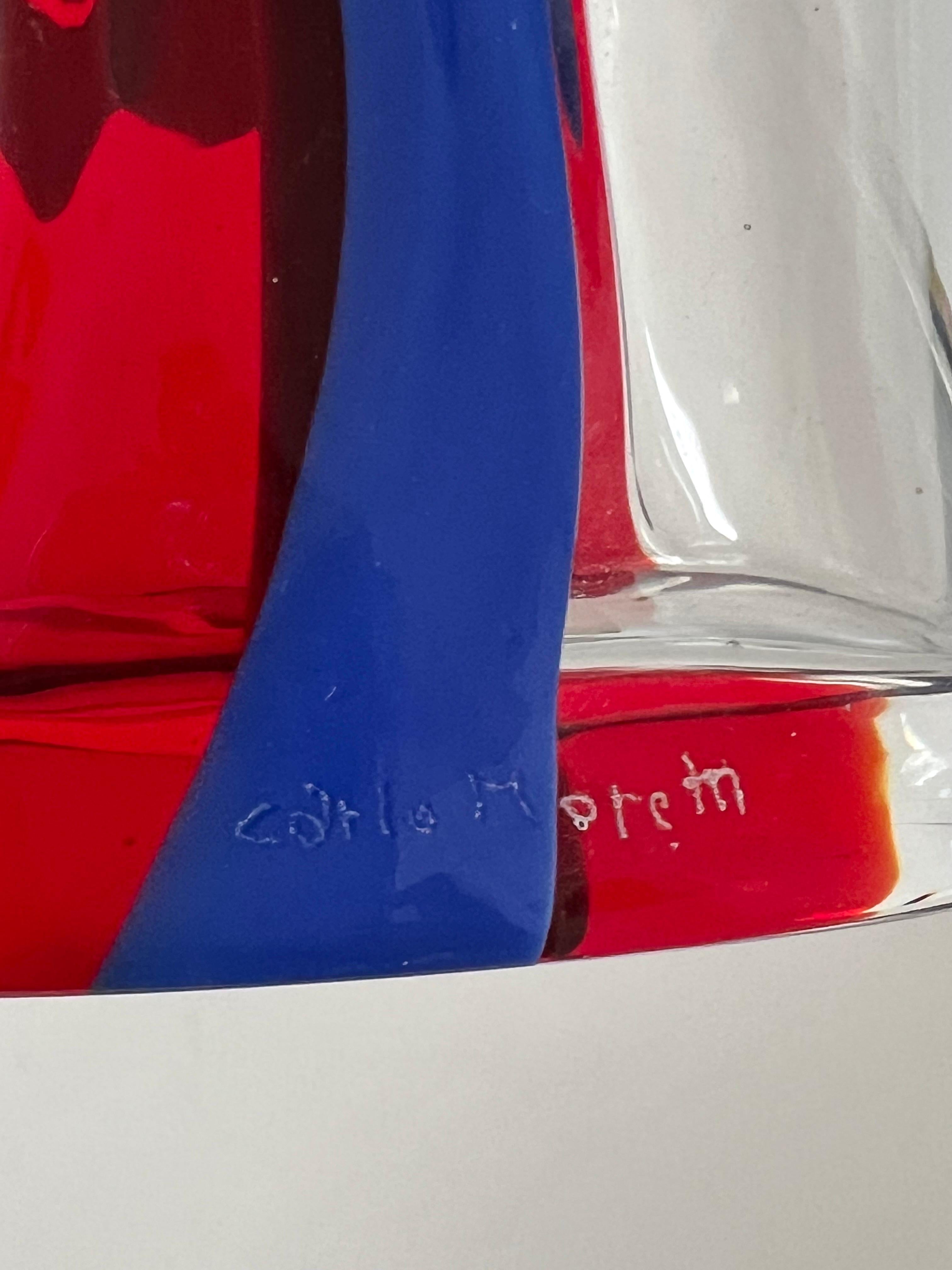 Carlo Moretti Tall Vase Blue Red For Sale 1