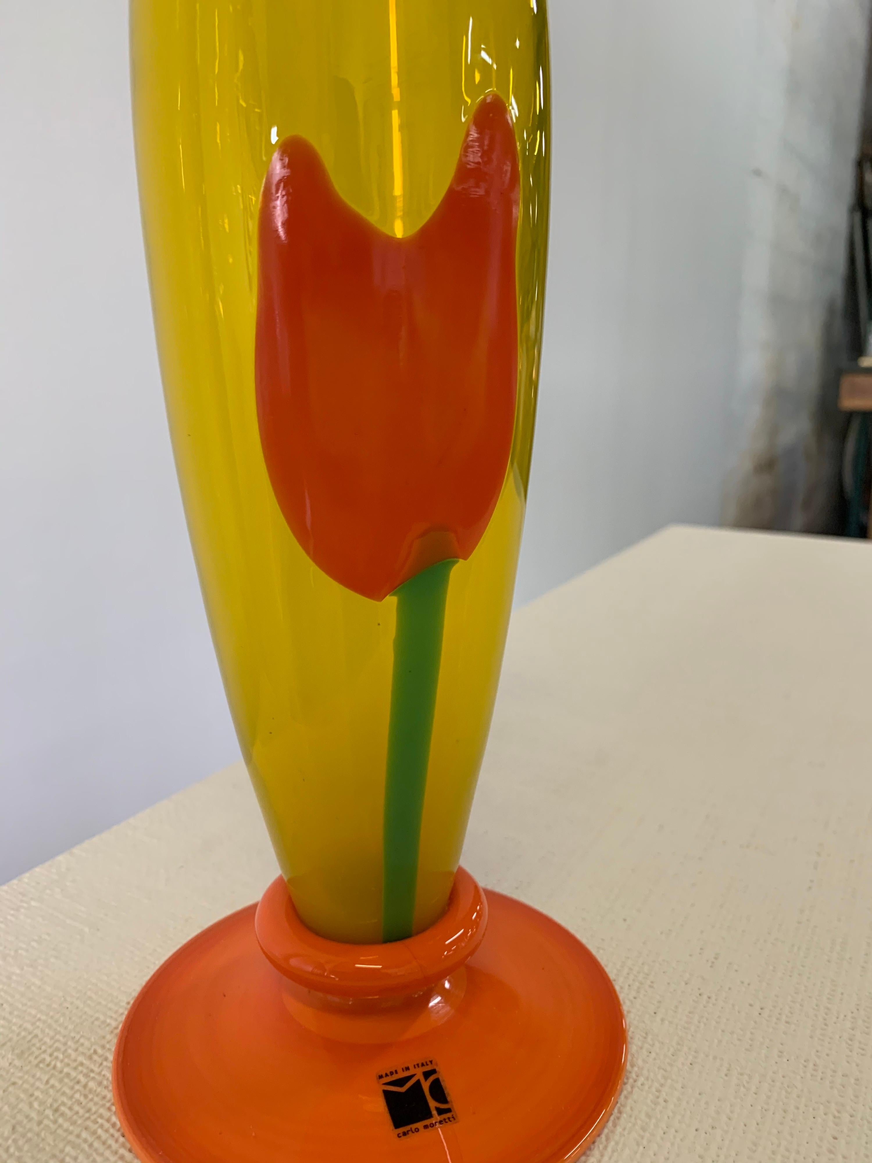 italien Carlo Moretti Carafe de Murano à la tulipe en vente