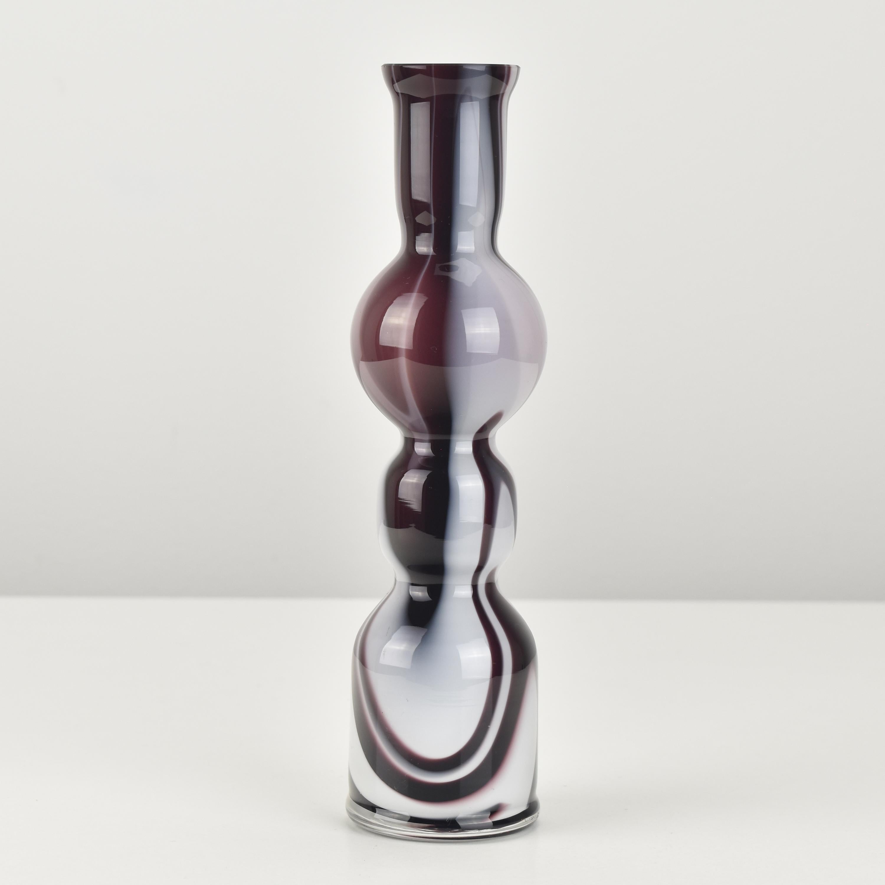 Mid-Century Modern Carlo Moretti Vase Marbled Agate Glass Purple White Italian Studio Glass