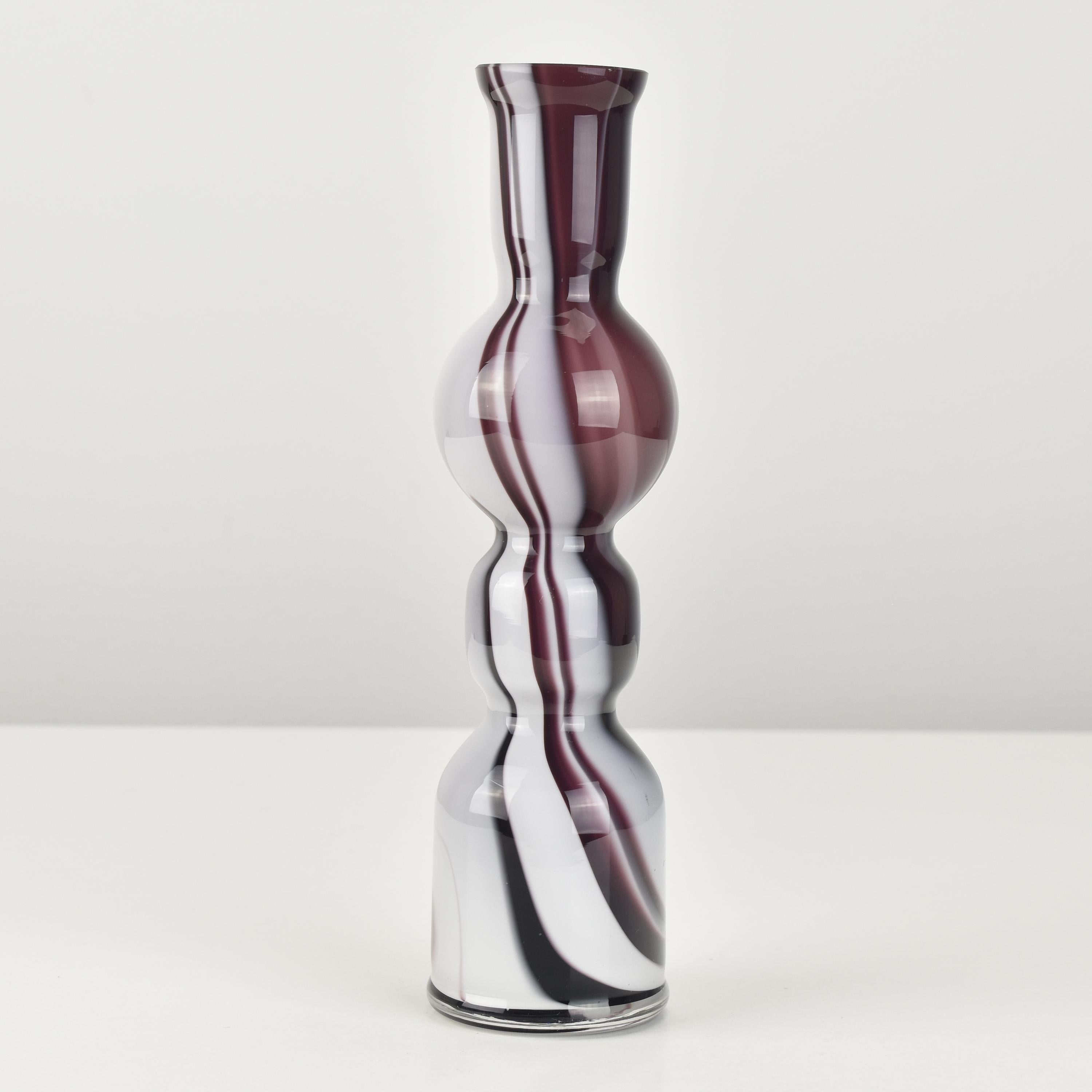 Carlo Moretti Vase Marbled Agate Glass Purple White Italian Studio Glass In Good Condition In Bad Säckingen, DE