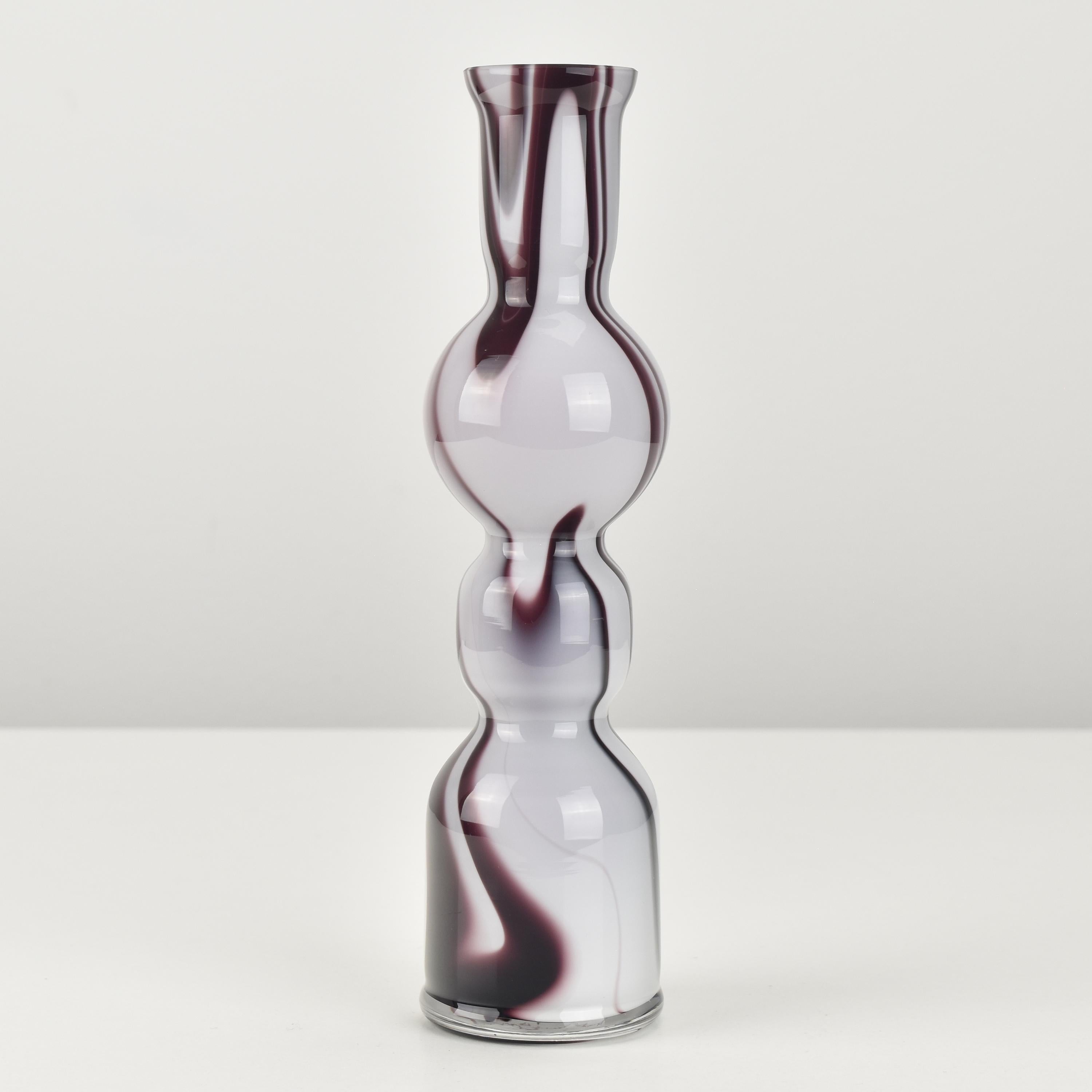 Late 20th Century Carlo Moretti Vase Marbled Agate Glass Purple White Italian Studio Glass