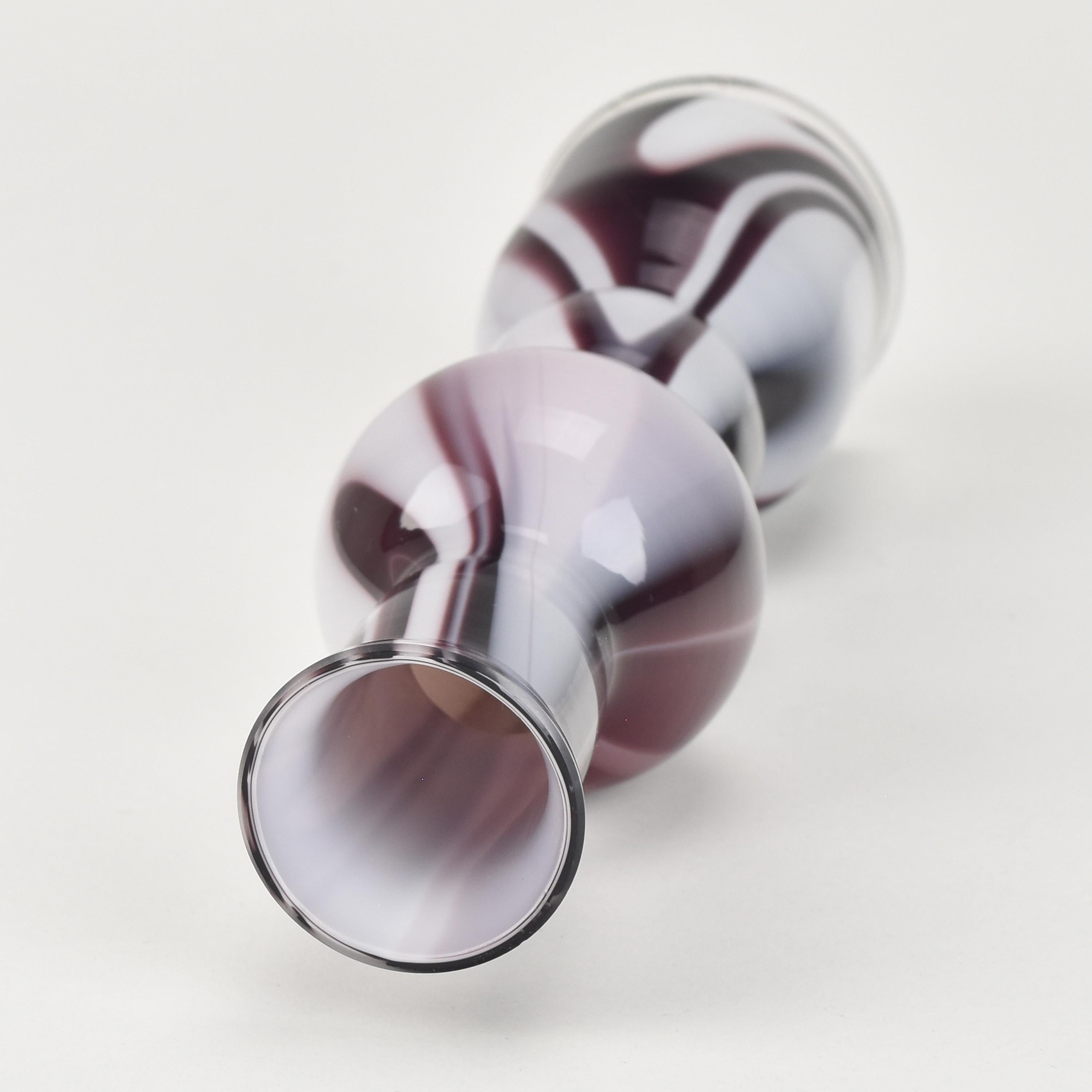 Carlo Moretti Vase Marbled Agate Glass Purple White Italian Studio Glass 1