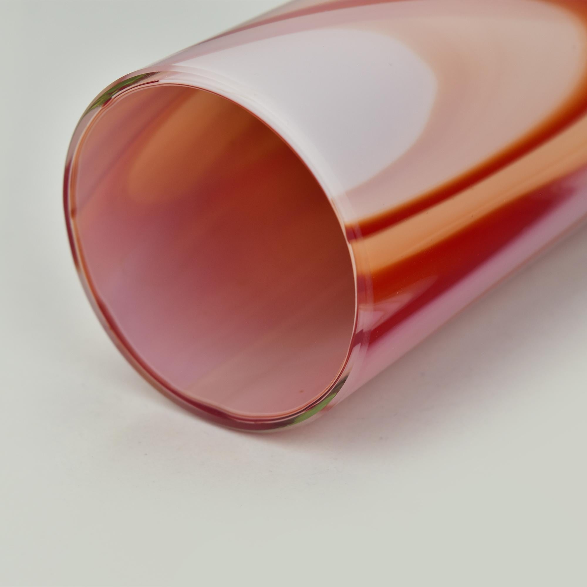 Carlo Moretti Vase Marbled Agate Glass Red White Italian Studio Glass In Good Condition In Bad Säckingen, DE