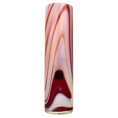 Carlo Moretti Vase Marbled Agate Glass Red White Italian Studio Glass