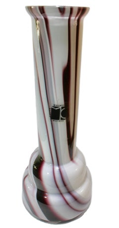 Carlo Moretti 'Wave' Vase, circa 1970s, Purple and White 'Marbled' Decoration