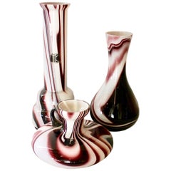 Carlo Moretti 'Wave' Vase:: ca. 1970er Jahre:: violett und weiß 'marmoriert' dekoriert