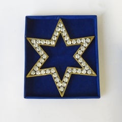 Carlo Mozzoni Brass and Faux Diamonds Star Shaped Table Decoration, Italy 1950s