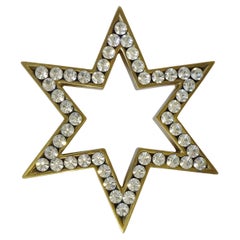 Carlo Mozzoni Brass and Faux Diamonds Star Shaped Table Decoration, Italy 1950s