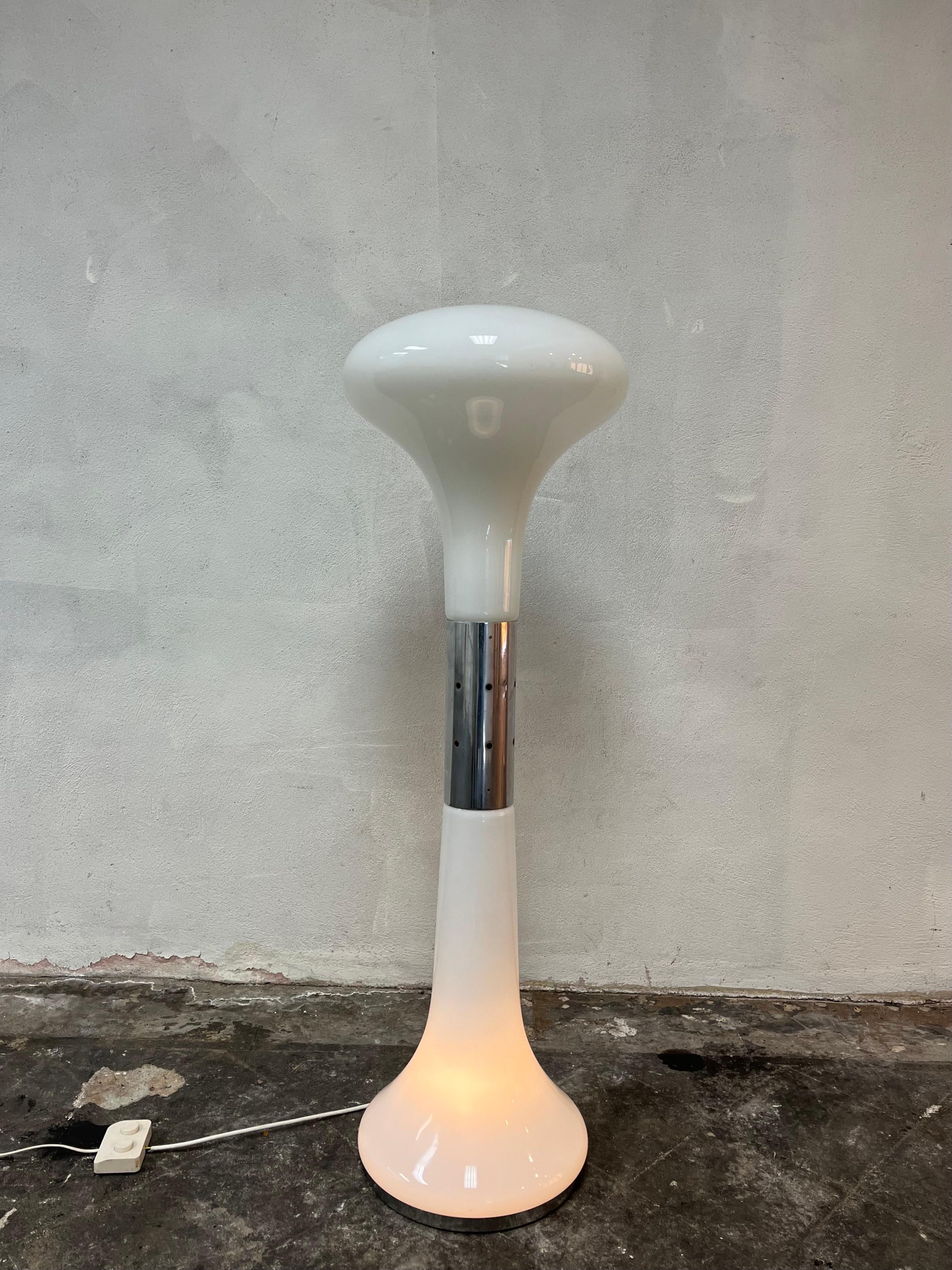 Italian Carlo Nason, A. V. Mazzega, Floor Lamp, Glass, Chrome For Sale