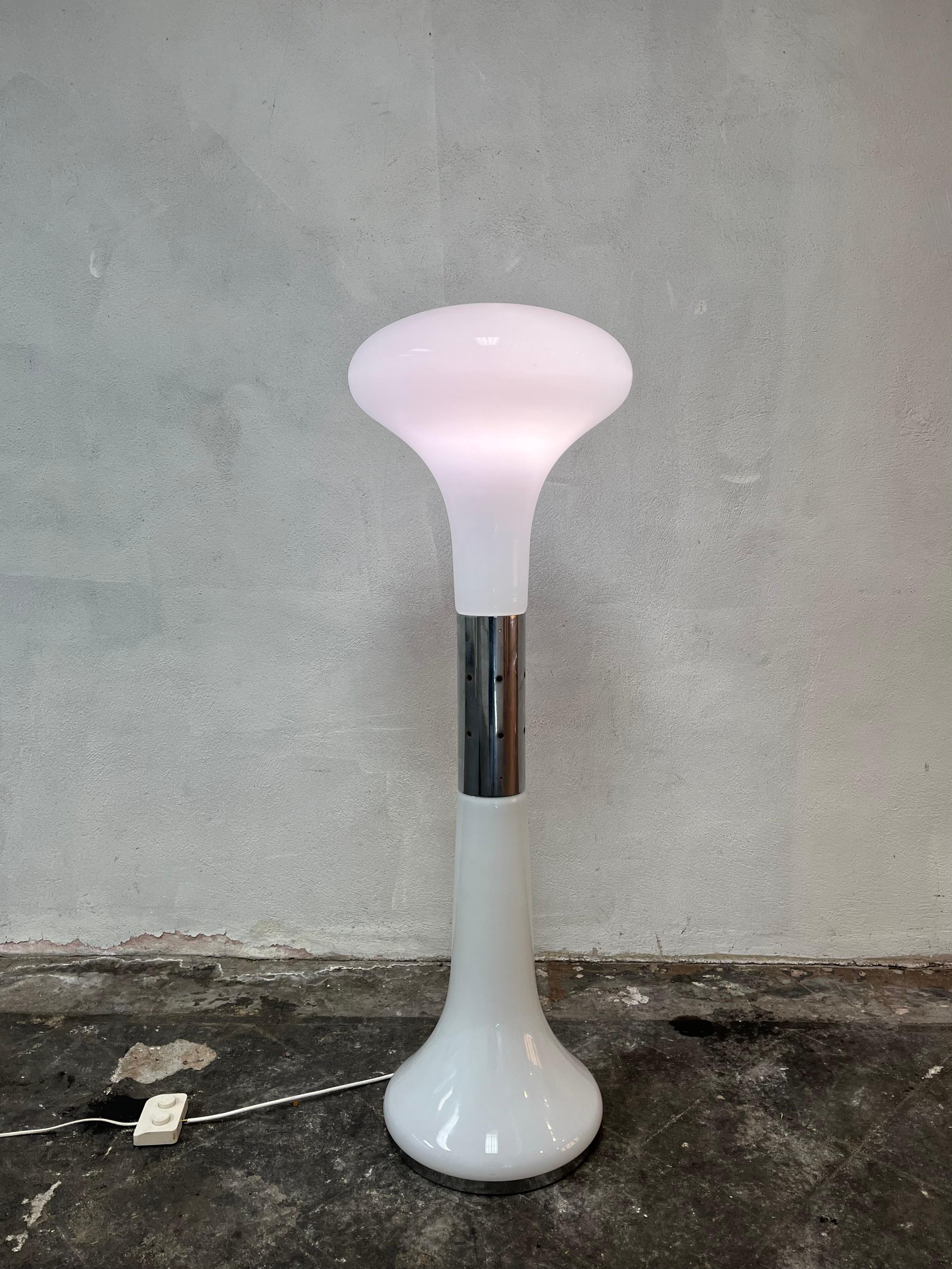 Carlo Nason, A. V. Mazzega, Floor Lamp, Glass, Chrome For Sale 1