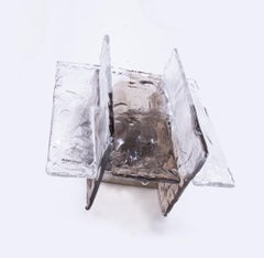 Carlo Nason Amber Murano Wall Sconce Glass & Chrome by Mazzega, Italy, 1960s