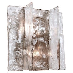 Carlo Nason Amber Murano Wall Sconce Glass & Chrome by Mazzega, Italy, 1960s