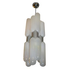 Carlo Nason Blown Glass Tube Chandelier Carlo Nason Blown Glass Tube Chandelier