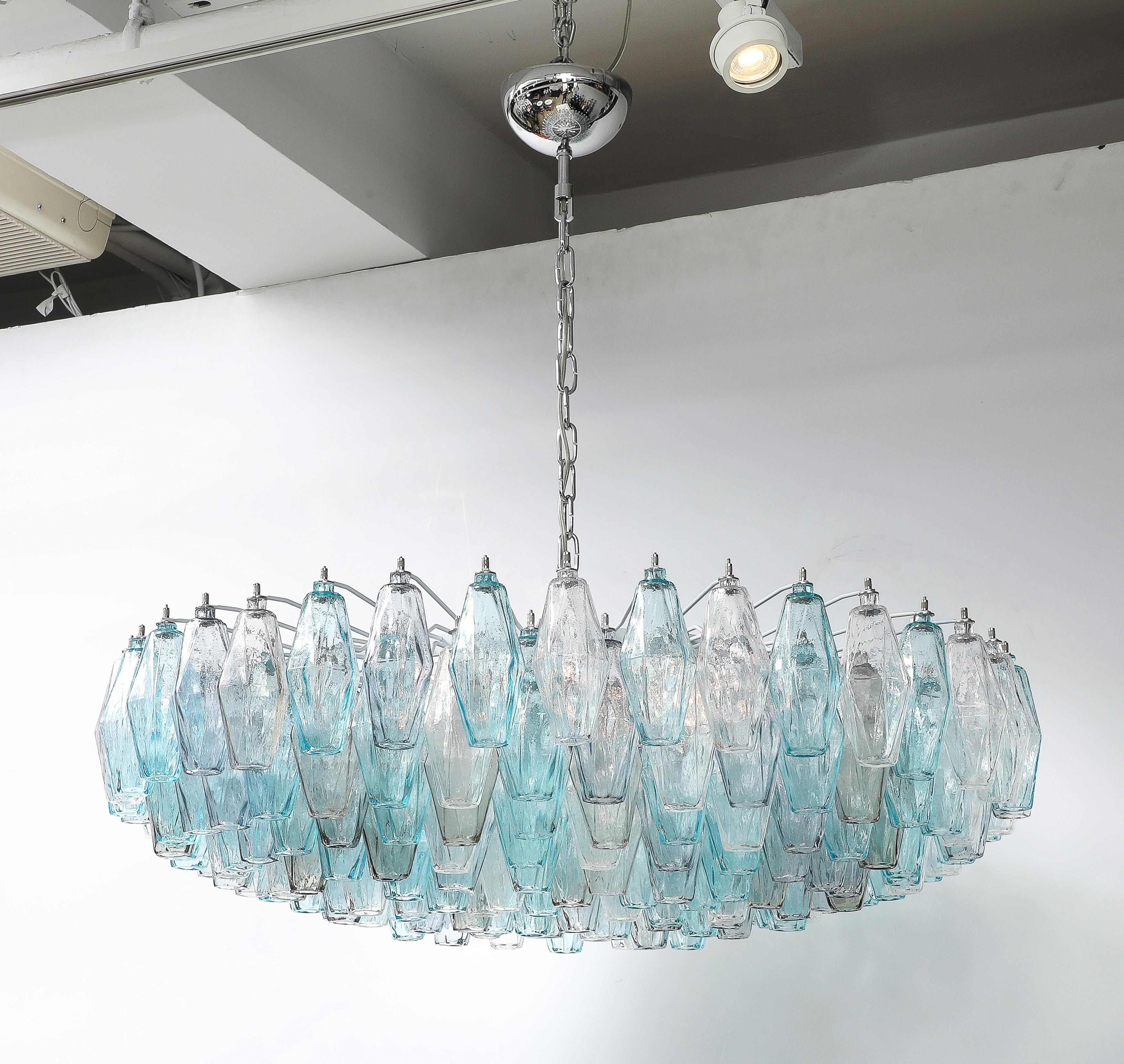 20th Century Carlo Nason Blue Topaz Polyhedral Chandelier For Sale