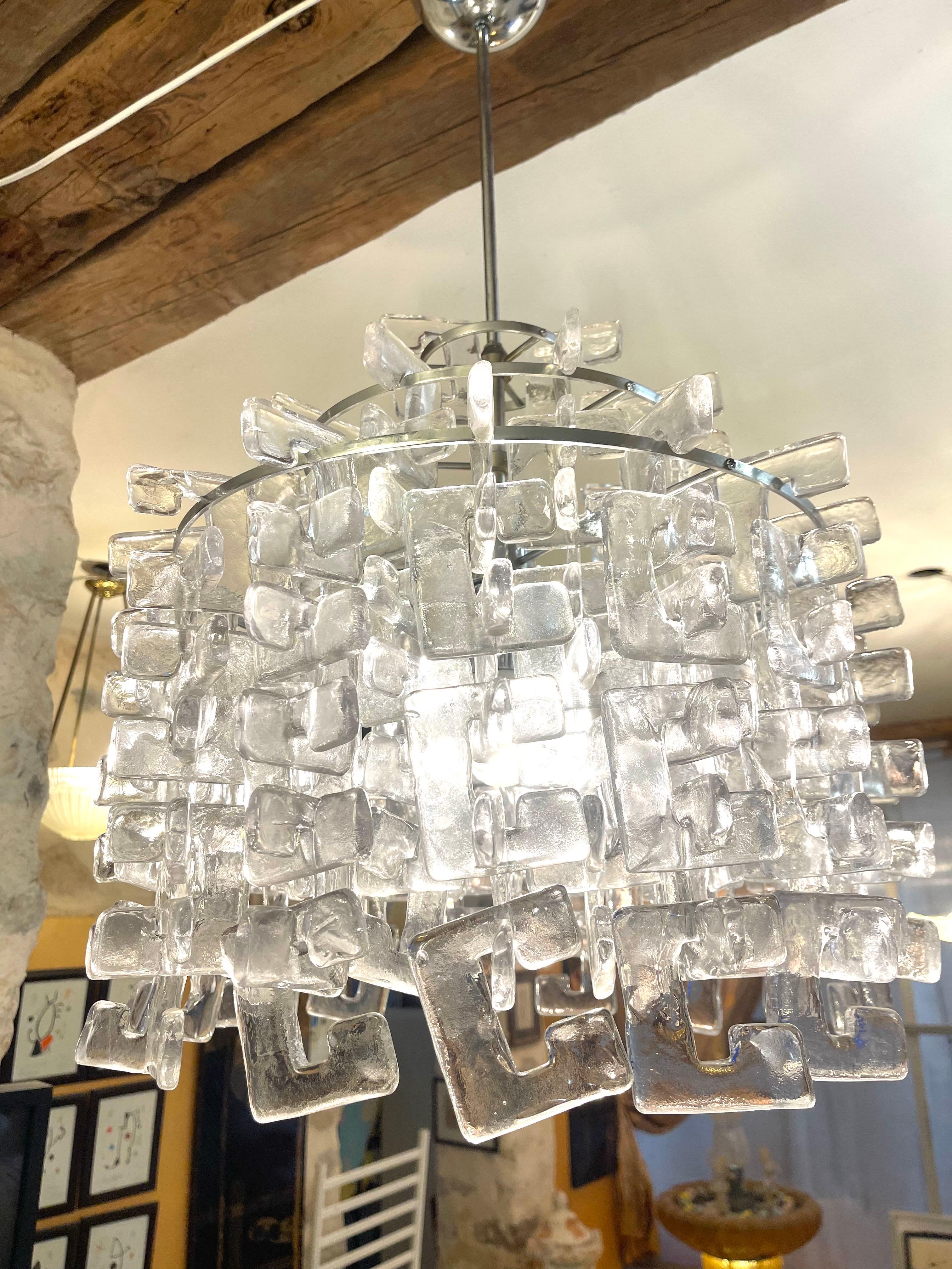 Mid-Century moderno Carlo Nason by Mazzega lampadario in vetro Mazzega , Italia anni '70 in vendita