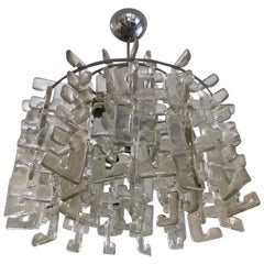 Carlo Nason by Mazzega chandelier Glass Mazzega , Italy 1970s