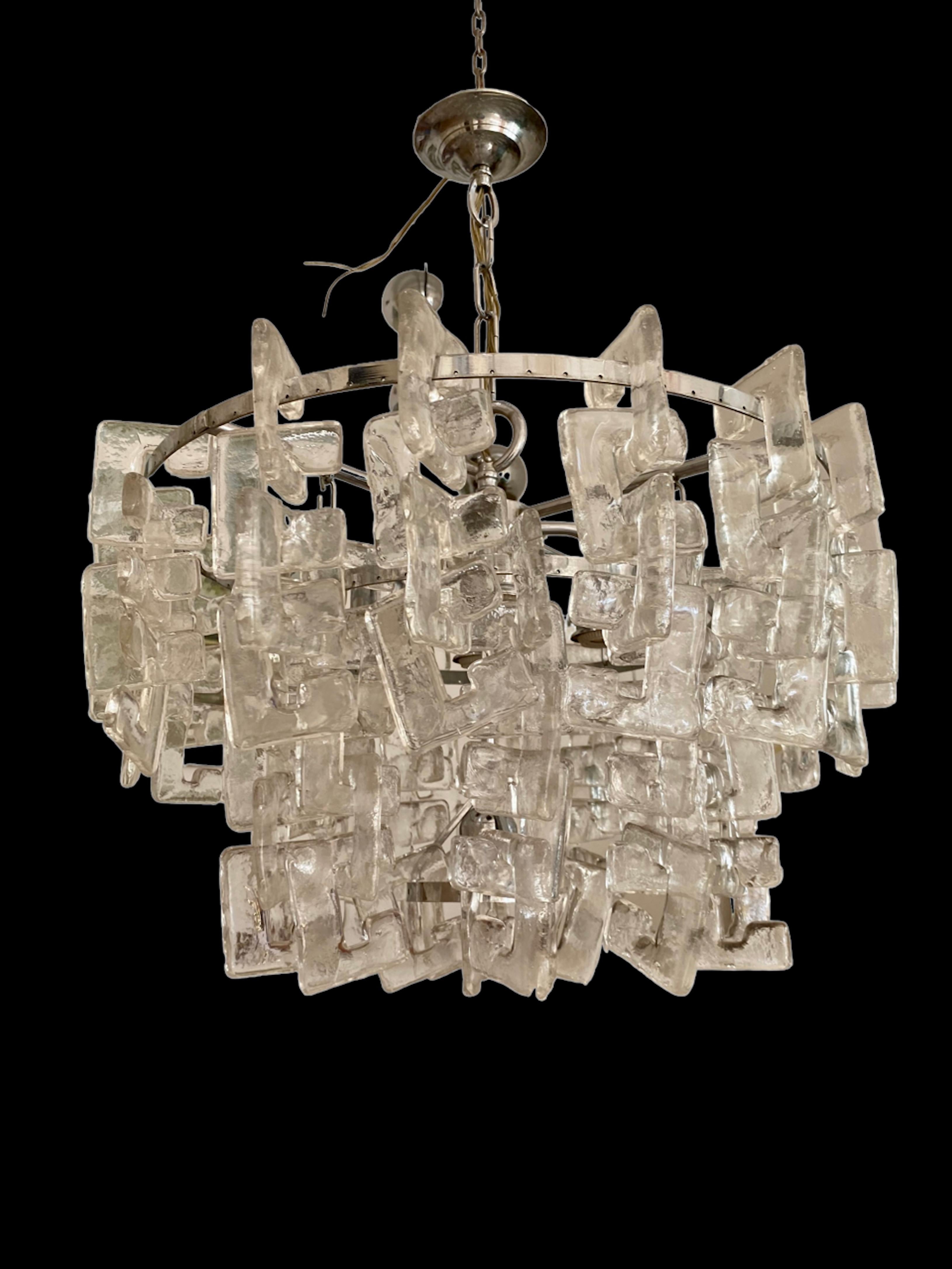 Carlo nason by mazzega chandelier , unique model in size XXL. glass of
murano in frosted glass design. Very rare model of glass with a chrome structure. An iconic lamp of Italian design, a unique element for an atmosphere of great luxury .
discount