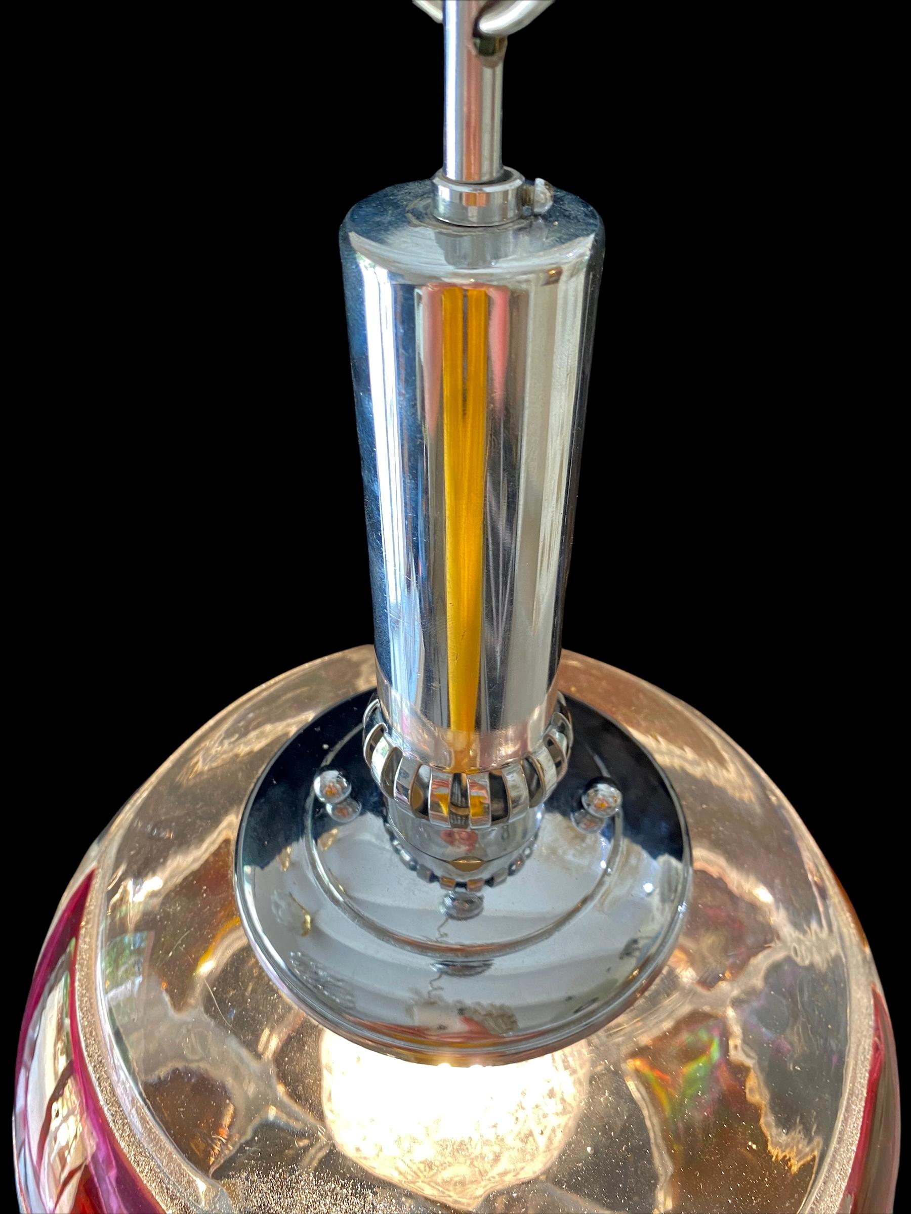 Mid-Century Modern Carlo Nason par Mazzega, lampe à suspension en verre de Murano, Italie, 1970 en vente