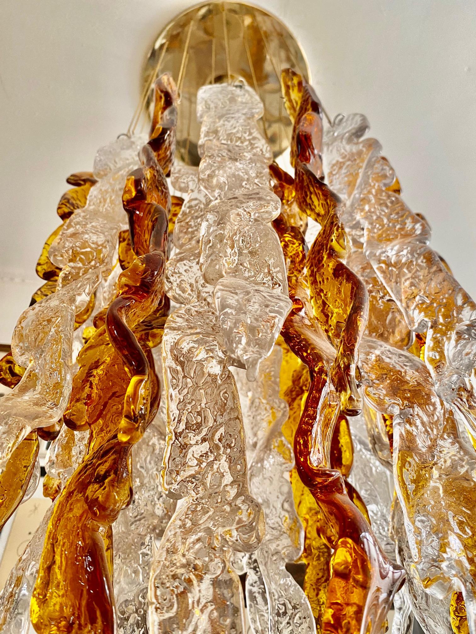 Carlo Nason Cascade Pendant Glass Murano Bicolore In Good Condition For Sale In DÉNIA, ES
