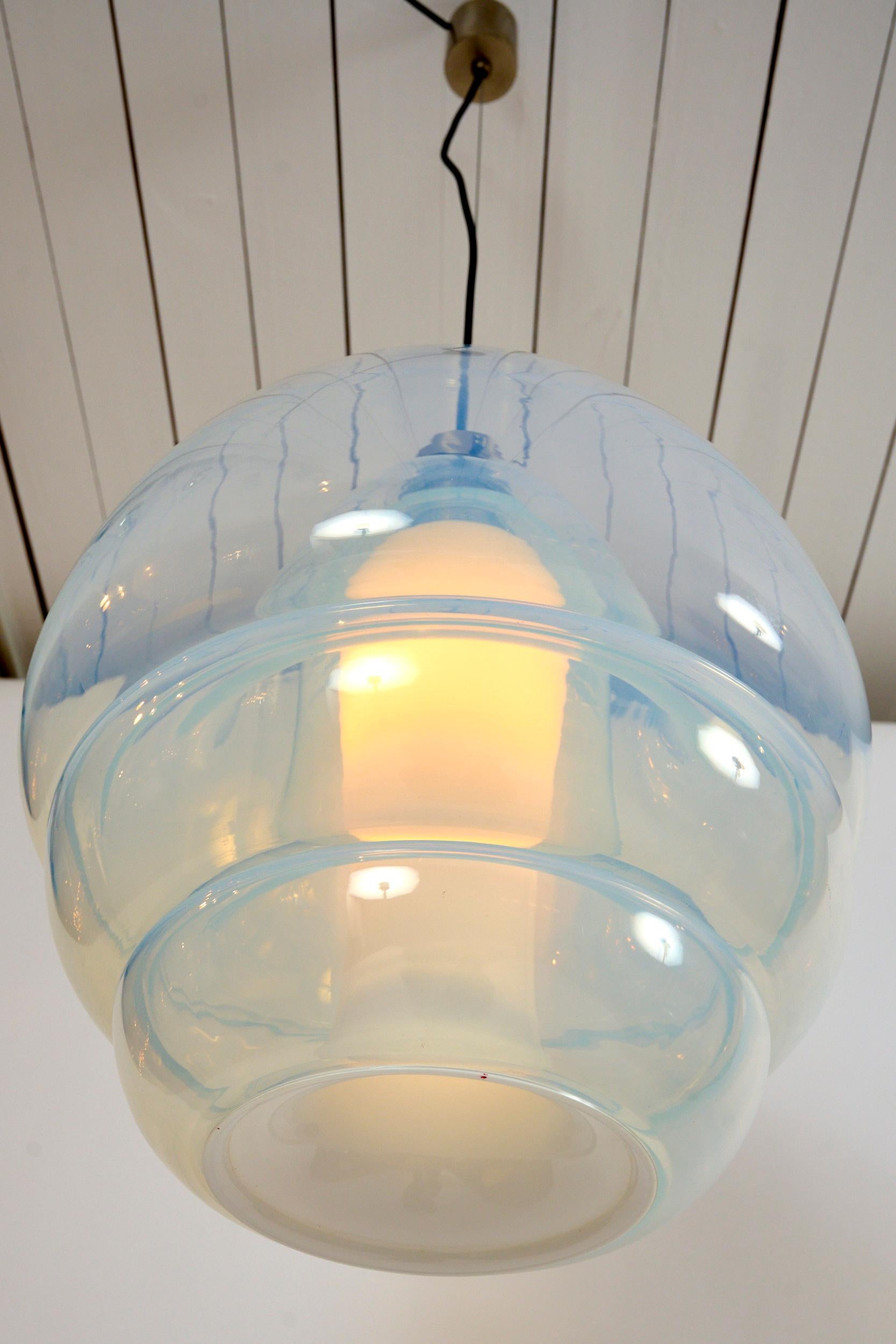 Gorgeous Carlo Nason chandelier in Opalescent and milk glass. c1969.

