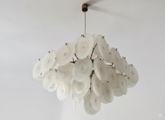 Carlo Nason, Chandelier with iridescent glass discs, Mazzega, Italy 1968