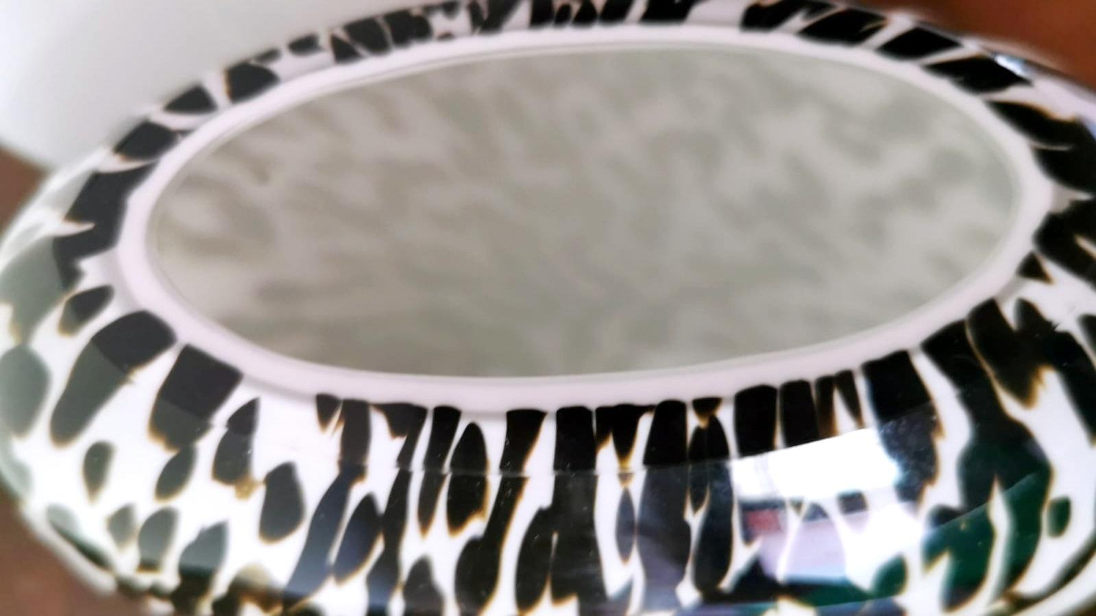 Carlo Nason Design Pair Vases Murano White Glass Leopard Print 1