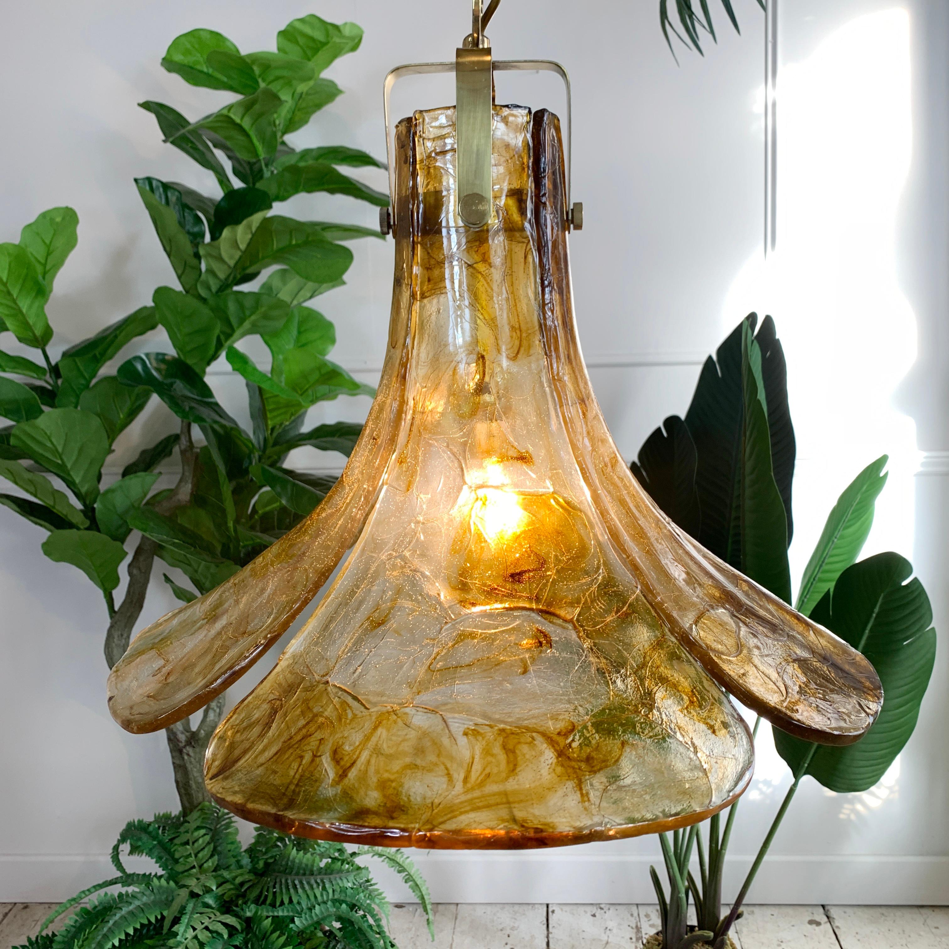Brass Carlo Nason Design Tulip Ceiling Pendant For Sale