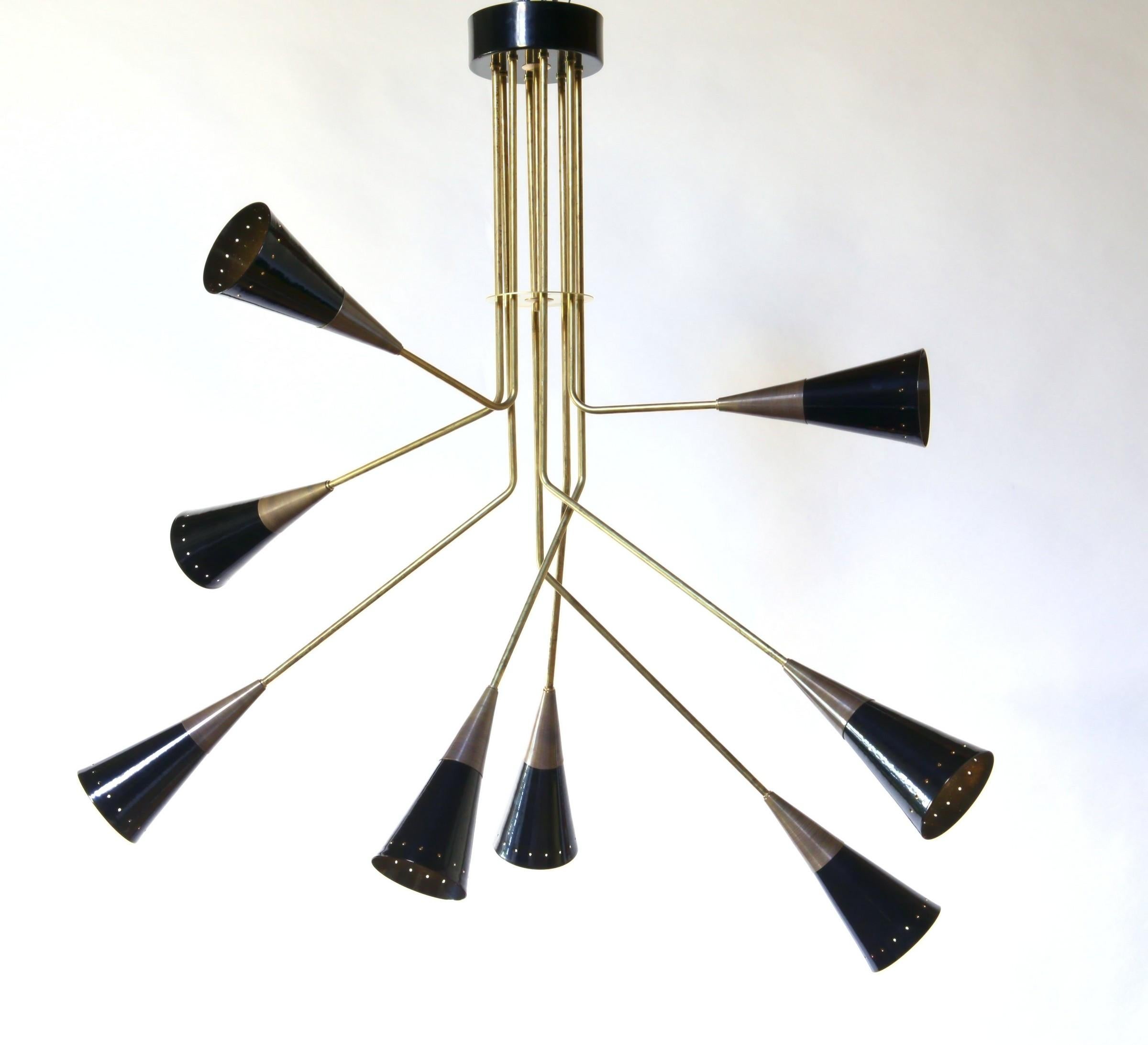 Patinated Carlo Nason, Fascino Multi Stemmed Brass Chandelier For Sale