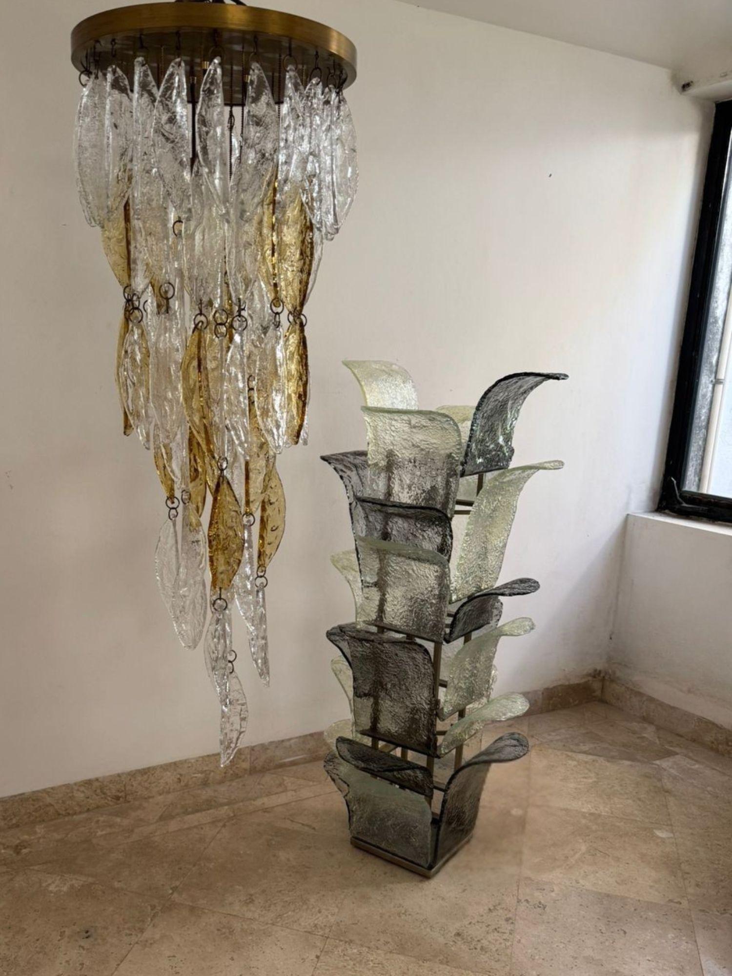 伊1960年代　C. Nason for Mazzega ヴィンテージ・ムラーノ Carlo Nason Floor Lamp for Mazzega in Grey Opalescent Murano Glass