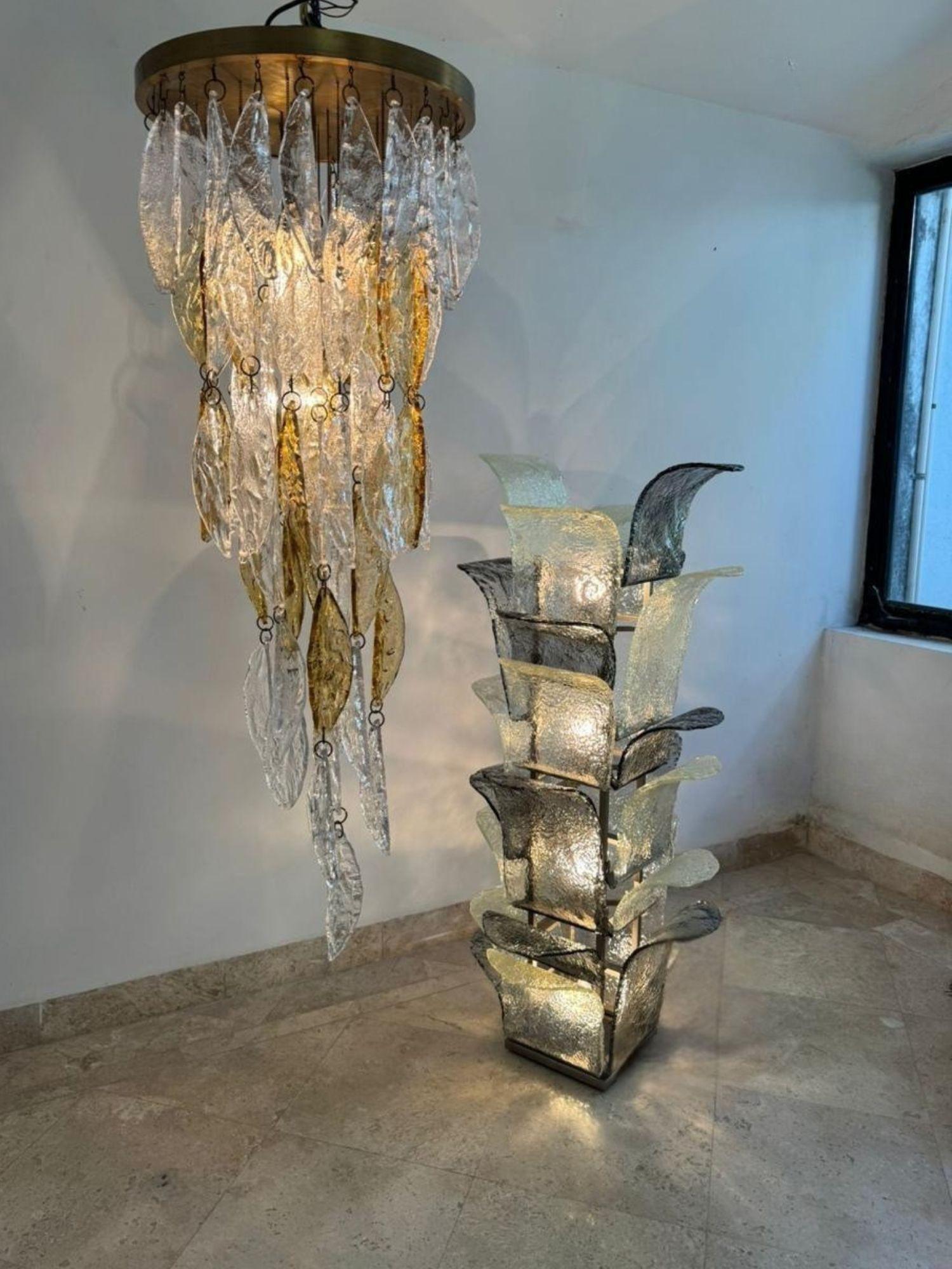 Carlo Nason Floor Lamp for Mazzega in Grey Opalescent Murano Glass