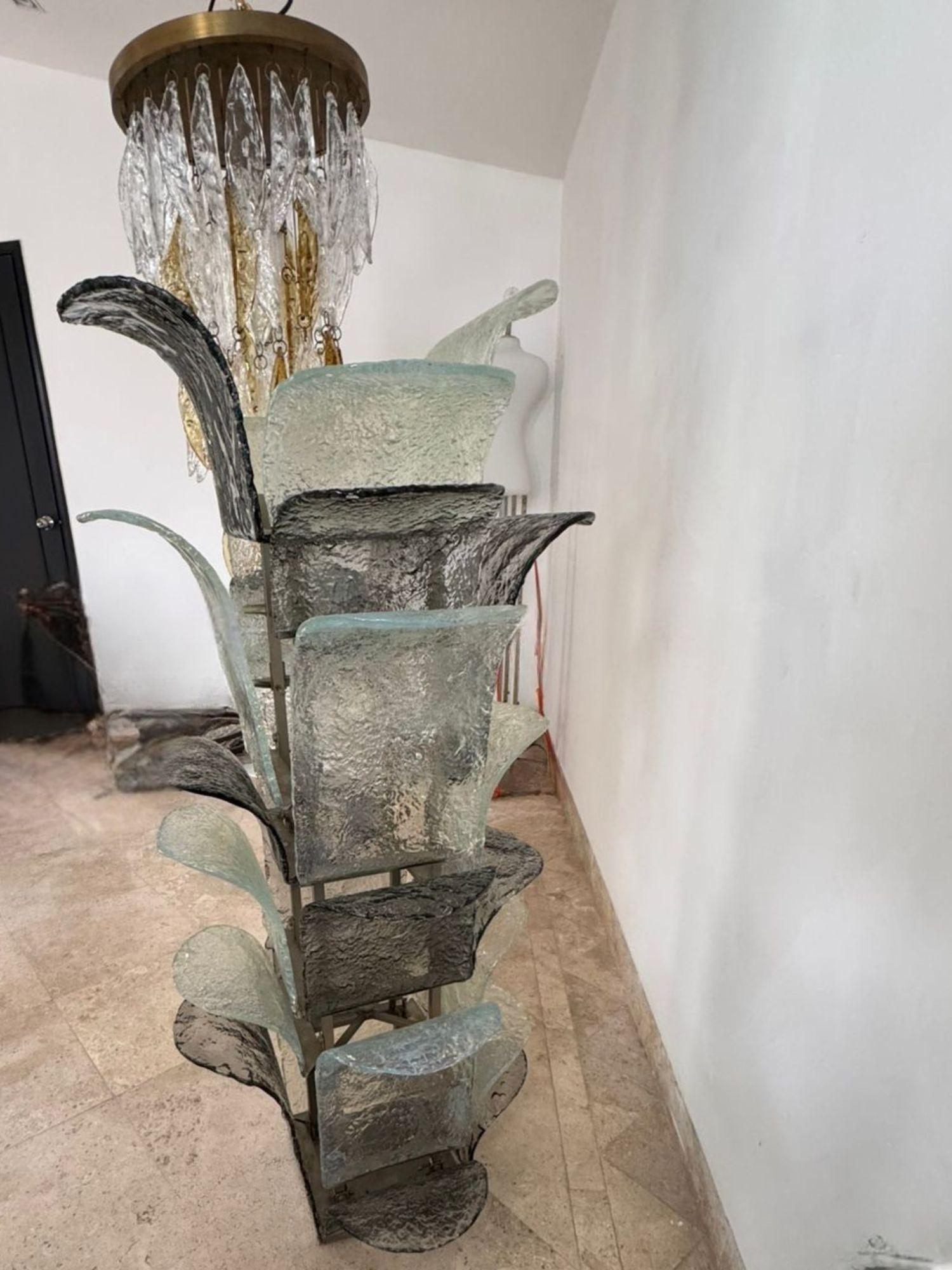 Carlo Nason Floor Lamp for Mazzega in Grey Opalescent Murano Glass
