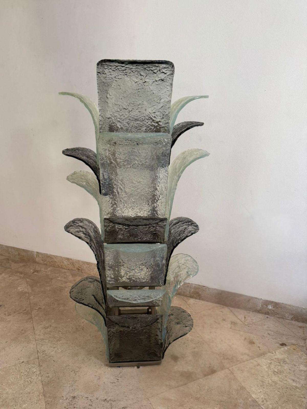 Carlo Nason Floor Lamp for Mazzega in Grey Opalescent Murano Glass