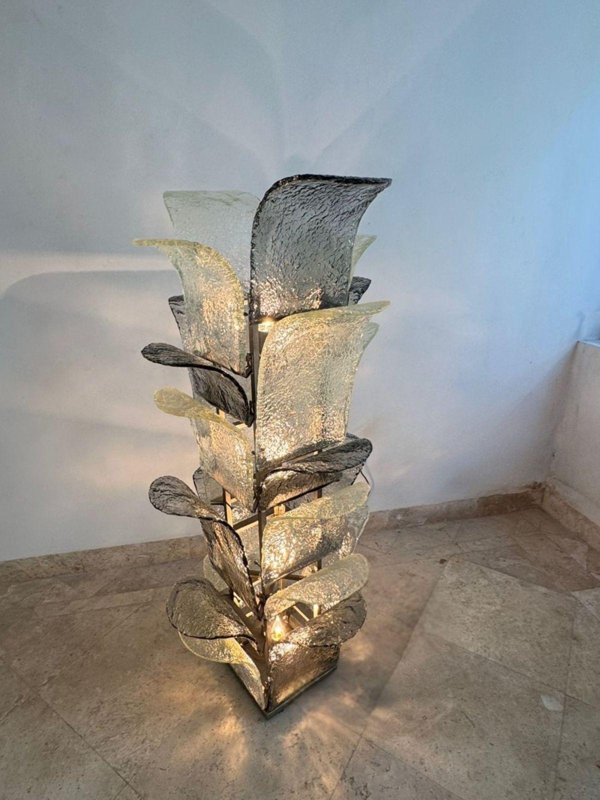 Carlo Nason Floor Lamp for Mazzega in Grey Opalescent Murano Glass