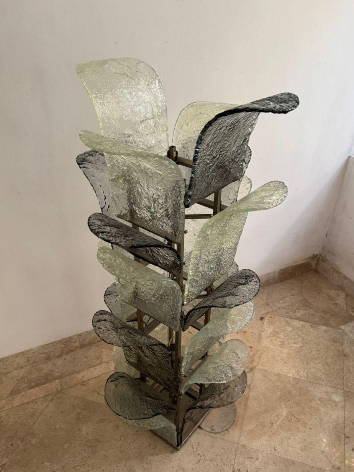 Carlo Nason Floor Lamp for Mazzega in Grey Opalescent Murano Glass