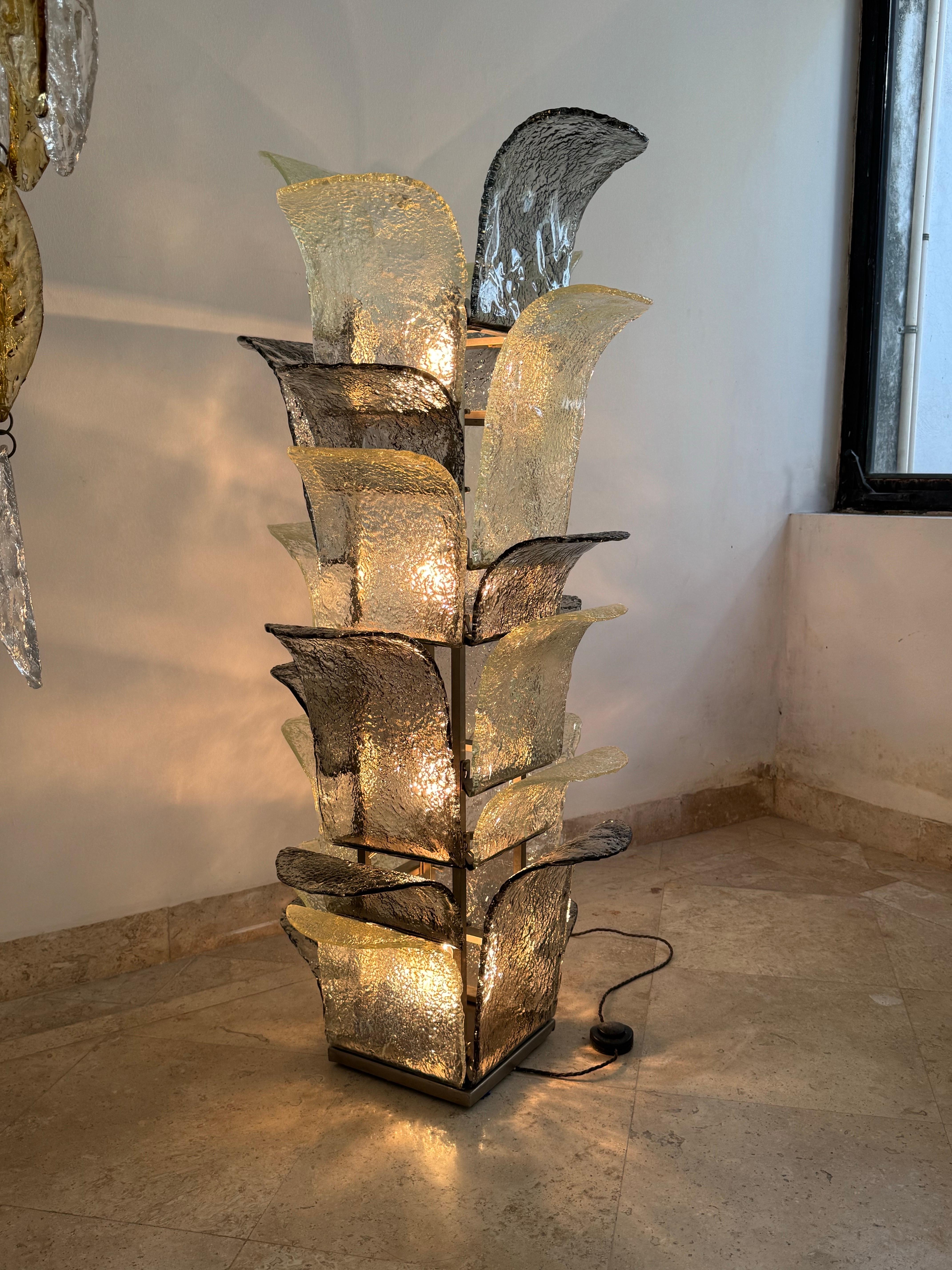 Carlo Nason Floor Lamp for Mazzega in Grey Opalescent Murano Glass