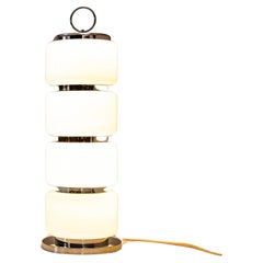 Carlo Nason Floor Lamp in Opaline Glass and Aluminum for Mazzega, Italy 1970s