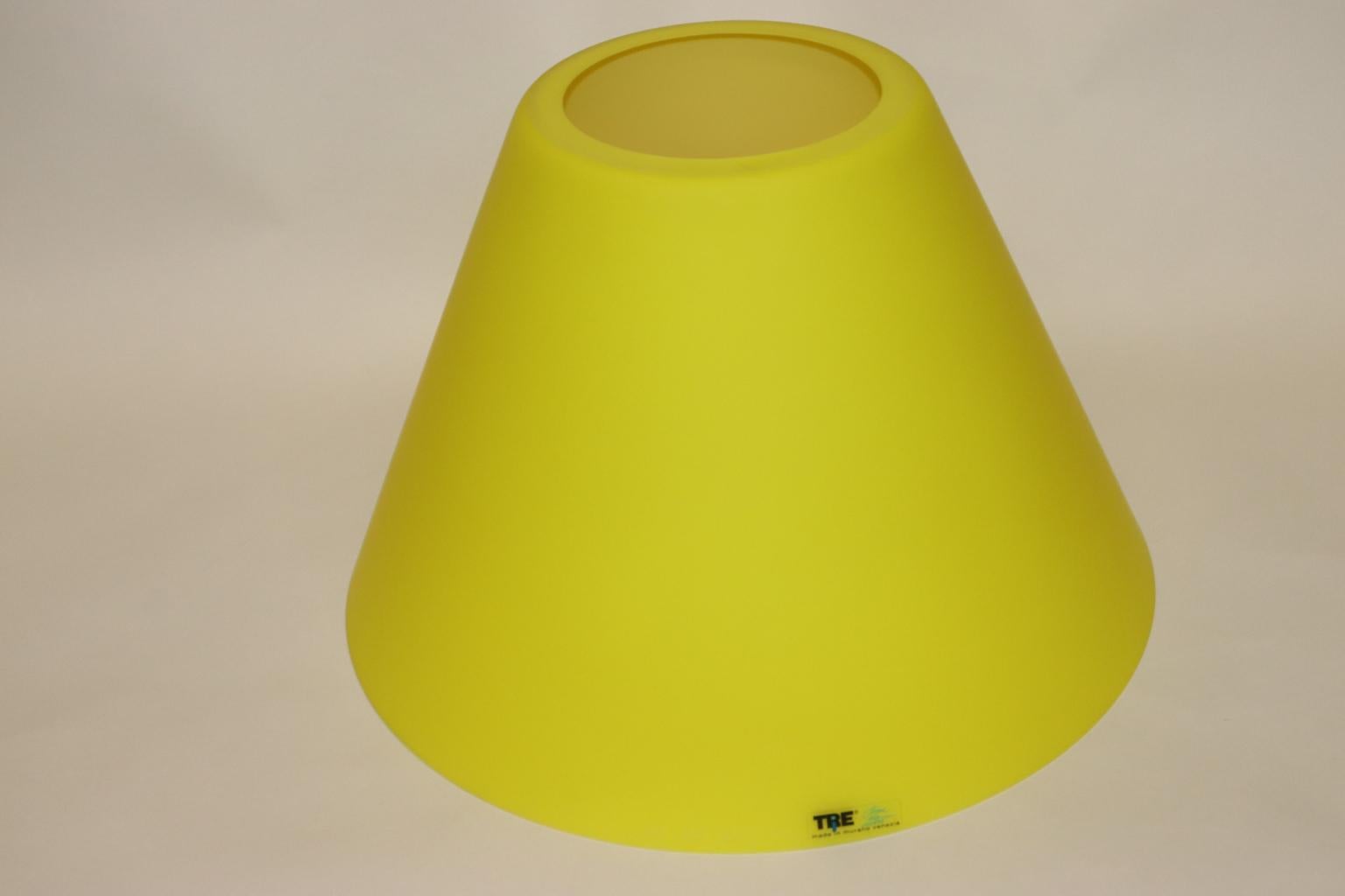 Carlo Nason Floor Lamp Murano Lemon Yellow Glass Diffuser Fuchsia Anodized Stem For Sale 4