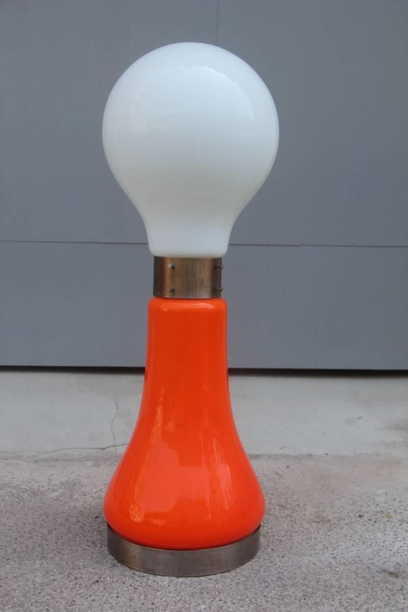Mid-Century Modern Carlo Nason Floor Lamp Pop Art 1960s Mazzega Design Orange White color  For Sale