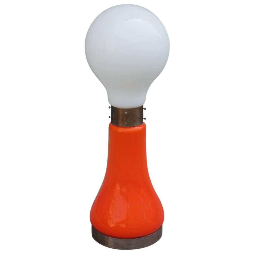 Carlo Nason Floor Lamp Pop Art 1960s Mazzega Design Orange White color  For Sale