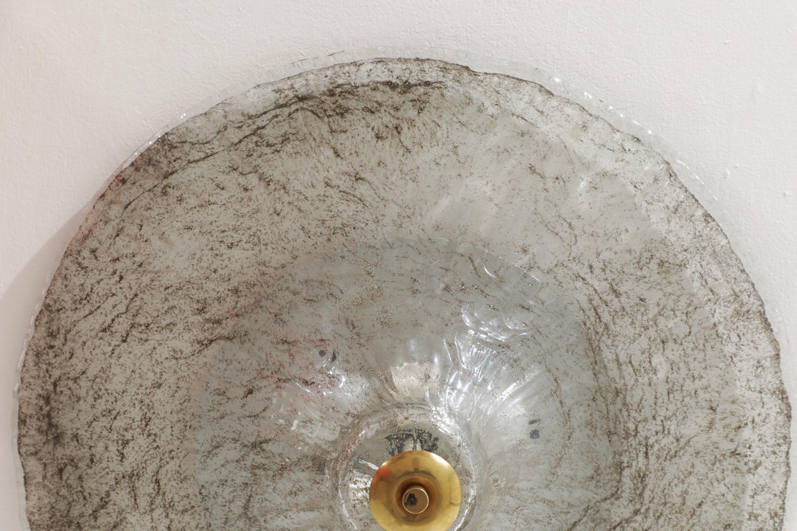 Mid-Century Modern Carlo Nason Floral Glass Ceiling Flush Mount Light
