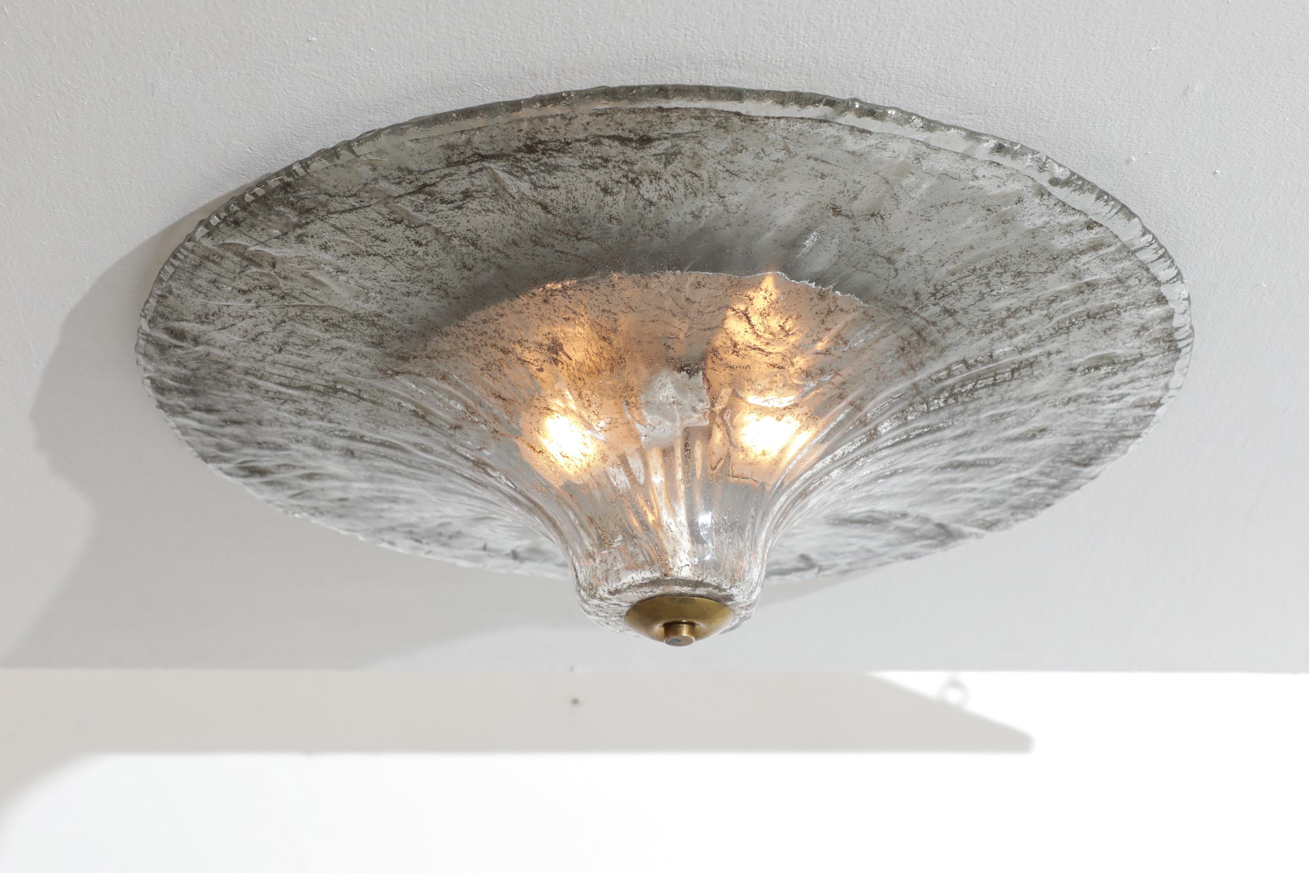 Carlo Nason Floral Glass Ceiling Flush Mount Light In Good Condition In Los Angeles, CA