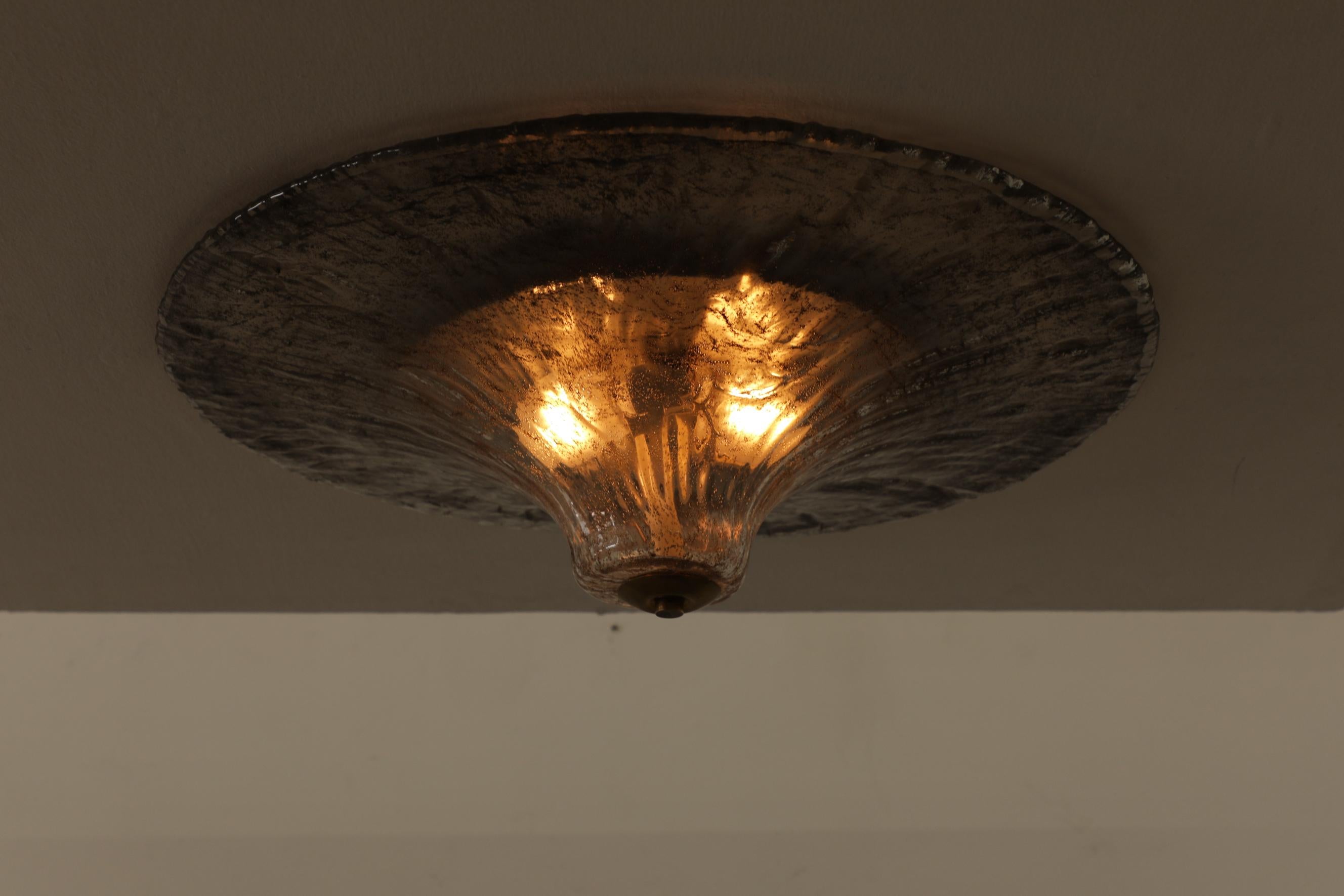 Mid-20th Century Carlo Nason Floral Glass Ceiling Flush Mount Light