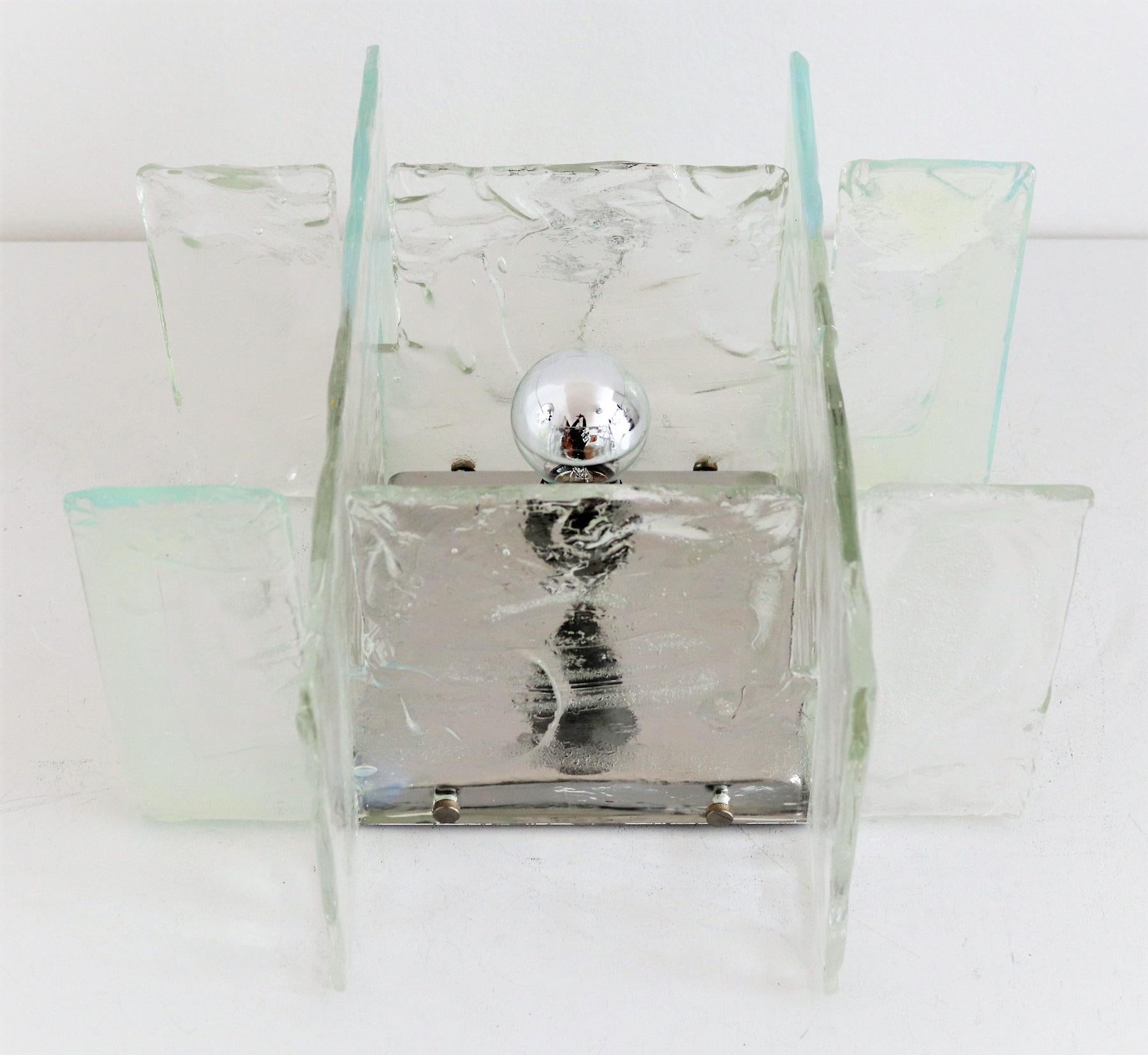 Carlo Nason Flushmount Light or Sconce in Iridescent Glass, Italy, 1960s For Sale 3